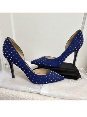 Sam Edelman Hadlee Blue Suede Studded Pointed Toe Pump Stiletto Women's US 8.5M